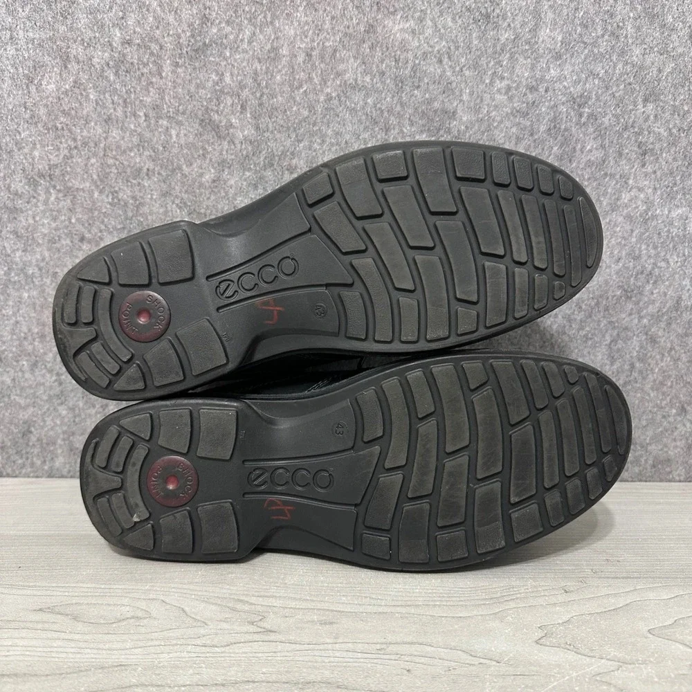 ECCO Fusion Oxford Mens 43 US‎ 9-9.5 Black Leather Plain Toe Lace Up Shoes